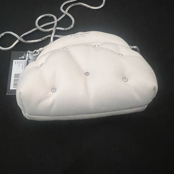 NWT Kate Spade Cloud Cream Crossbody Mini Bag Leather, Silver Chain - Picture 5 of 6